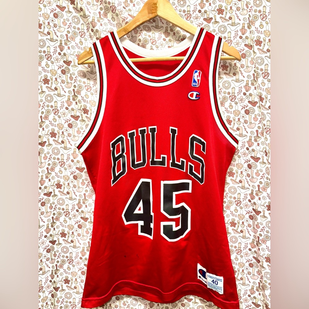 Chicago Bulls Champion Authentic Vintage Michael Jordan #45 Jersey Red Size 40